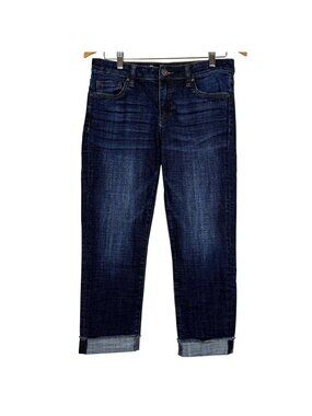 Kut From The Kloth Amy Crop Straight Leg Sz 6 Dark Wash Cuffed (Actual 31x24)